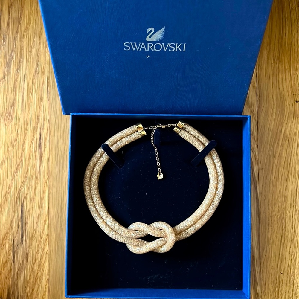 Gold Swarovski crystal necklace.